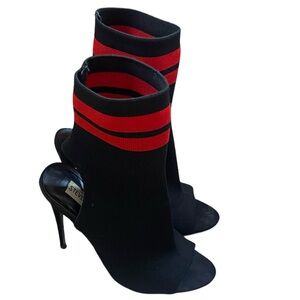 STEVE MADDEN Vicki Ankle Booties Peep Toe Sock Boot Heels